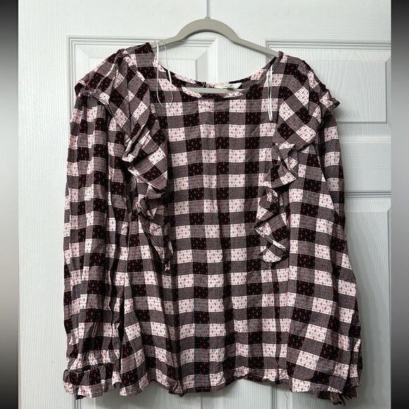 Terra and Sky 2X Plus Women’s Ruffled Top - Picture 1 of 4